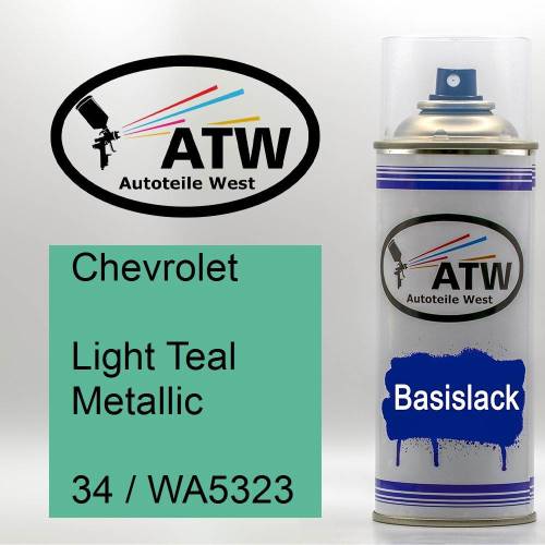 Chevrolet, Light Teal Metallic, 34 / WA5323: 400ml Sprühdose, von ATW Autoteile West.